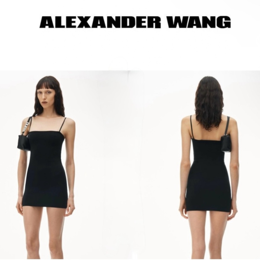 ALEXANDER WANG cami minidress in cupro knit Elegant Black Mini Dress XS NWOT$395